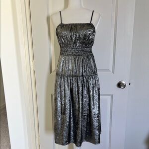 EUC Old Navy Silver Midi Dress Small Petite